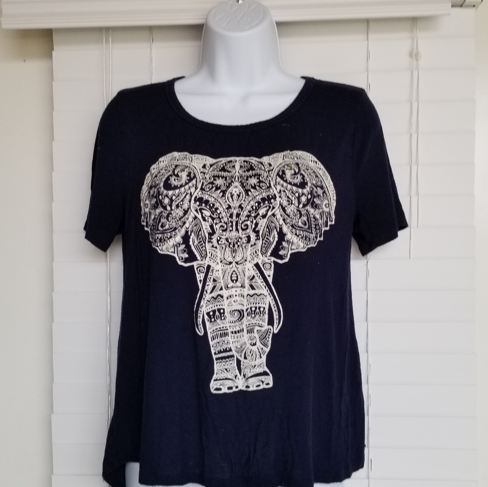 Women's Sz L Boho Elephant Blouse Festival